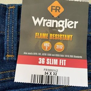 Fire Resistant slim fit Wrangler jeans. Men’s size 34x32. NEW with tags